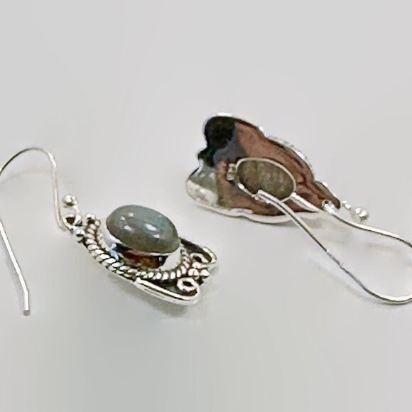 Labradorite Earrings, Sterling Silver, Pierced, Dangle Earrings, Ear Wires, Boho - Picture 5 of 5